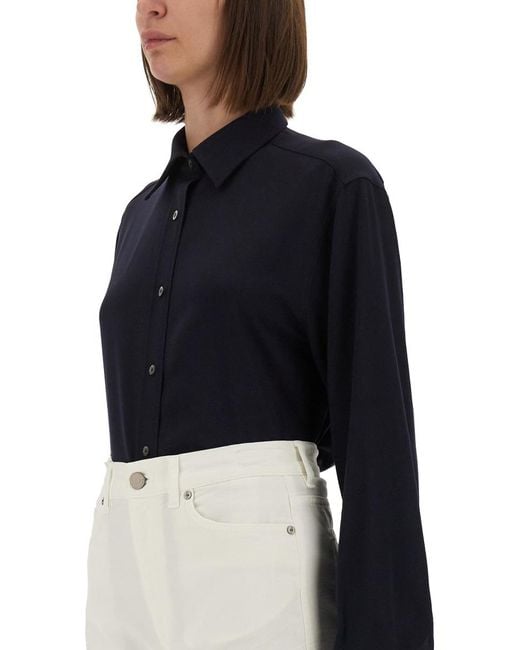 Moschino Blue Cotton Shirt Wool