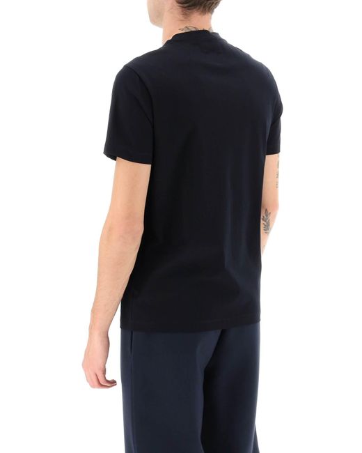 Emporio Armani Black Cotton T-shirt With Jacquard Logo for men