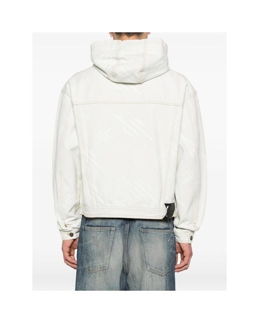 Daily Paper White Hooded Patterned Jacket for men