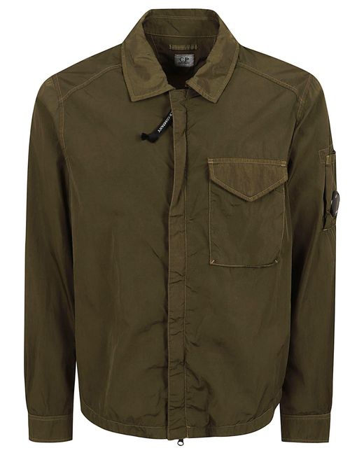 C P Company Green Chrome-R Zipped Lens Overshirt Camicia for men
