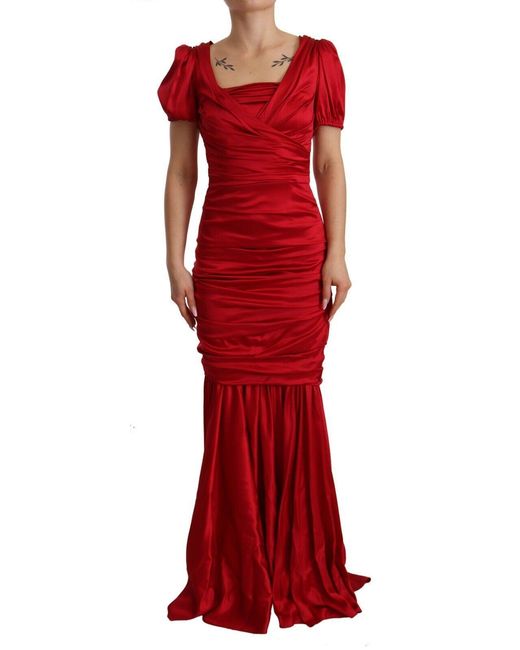 Dolce & Gabbana Red Elegant Silk Stretch Mermaid Dres