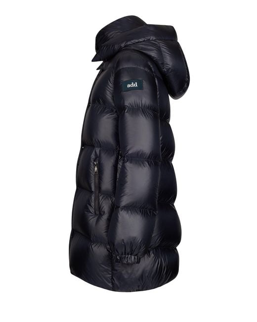 Add Quilted Hooded Long Down Puffer Coat in Blue Lyst UK