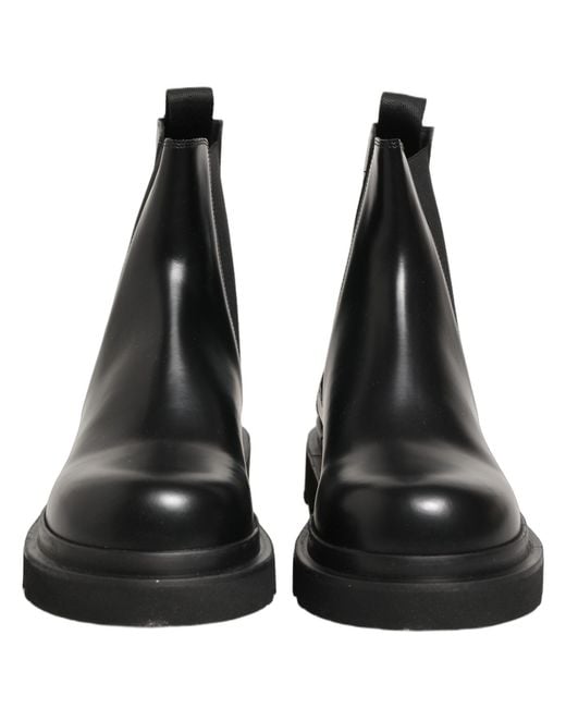 Dolce & Gabbana Black Chelsea Boots Leather Slip On Shoes for men