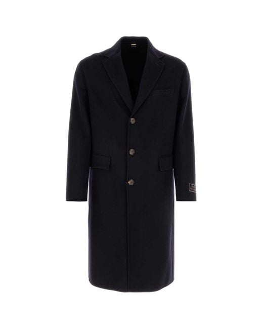 Gucci Black Midnight Blue Wool Blend Coat for men
