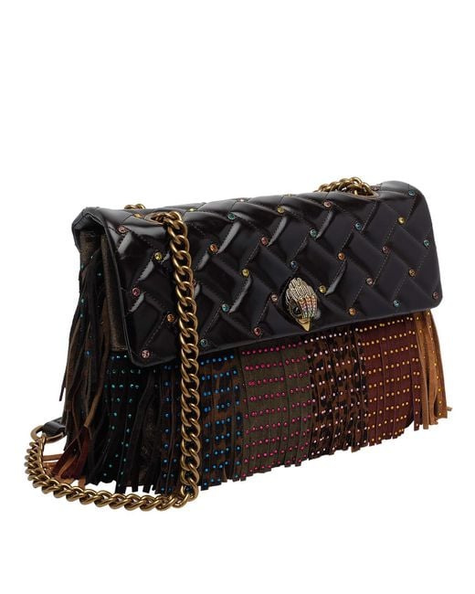 Kurt Geiger Black Large Kensington Fringe Crossbody Bag
