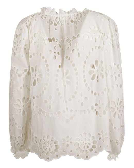 Zimmermann White Lexi Embroidered Blouse