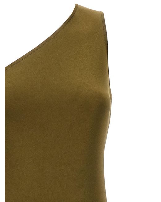 Saint Laurent Green One-Shoulder Dress