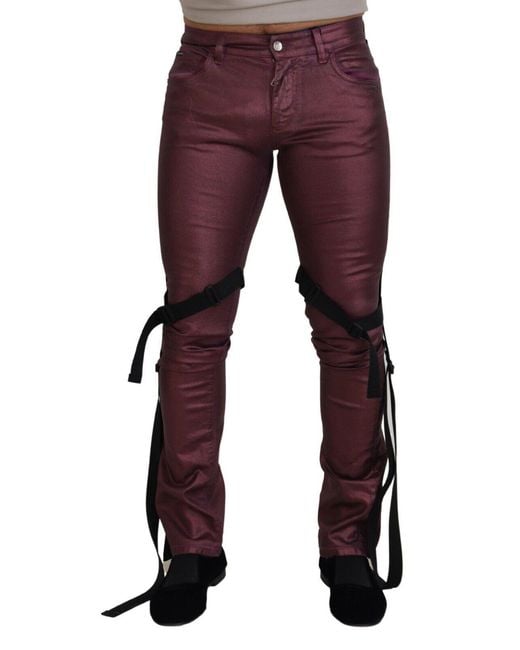 Dolce & Gabbana Red Magenta Cottoncasual Harness Denim Jeans for men