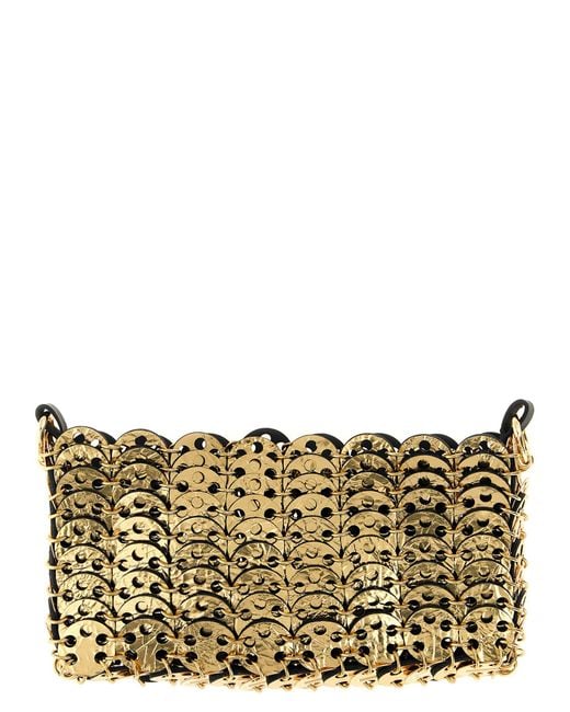 Rabanne Black 1969 Nano Flip Reversible Shoulder Strap Calf Leather Steel Brass Crossbody Bags