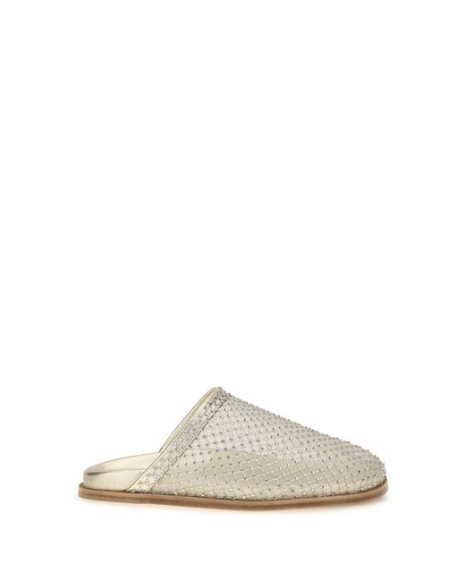 Forte_forte White Mesh Sabot Upper: Fabric; Sole: Rubber Sandal