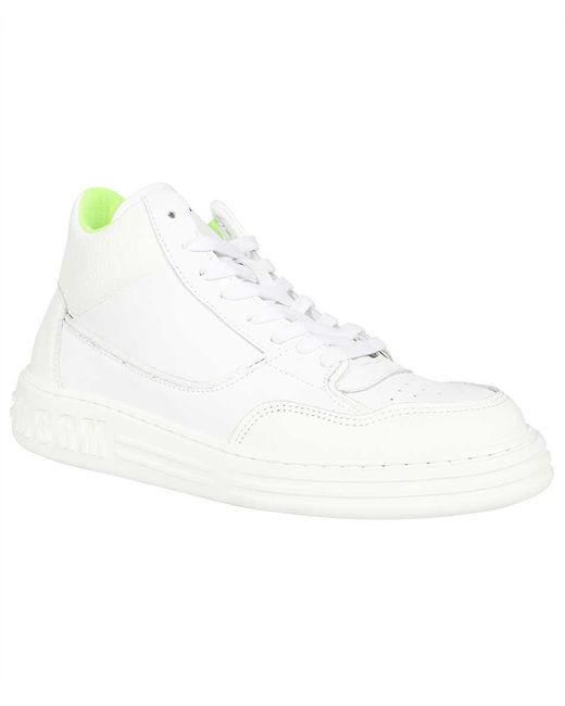 MSGM White Leather Low Sneakers for men