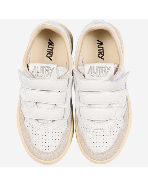 Autry White Kids Striped Sneakers Leather Trainers