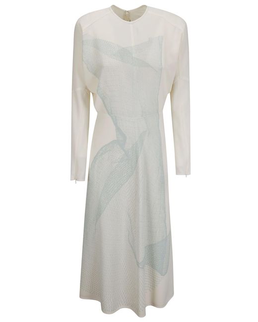 Victoria Beckham Gray Long Sleeve Dolman Midi Dress