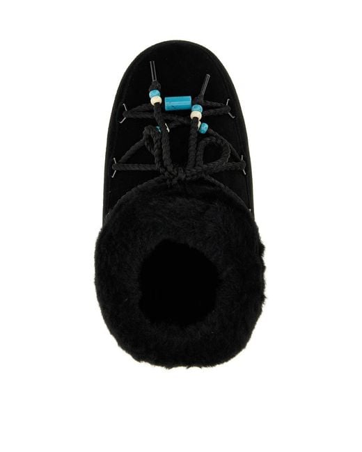 Moon Boot Black Evx Mule Suede Beads Ankle Boots Shoes