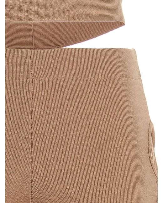 ANDREADAMO Natural Cut Out Pants With Lacing