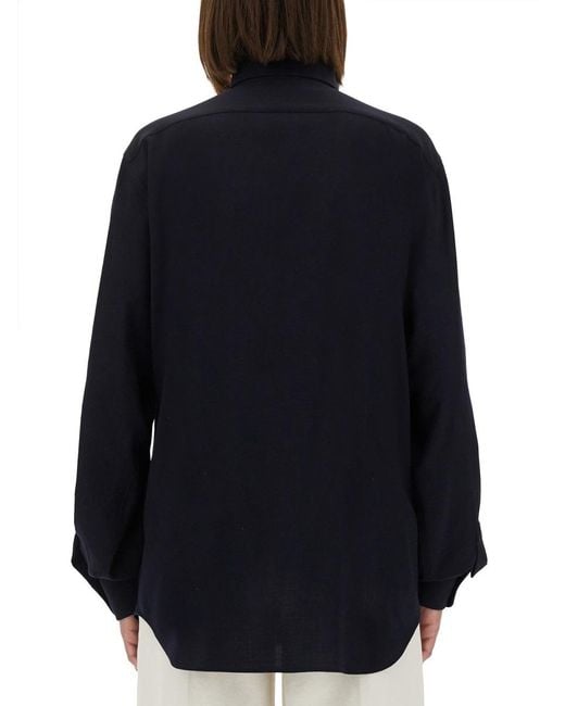Moschino Blue Cotton Shirt Wool