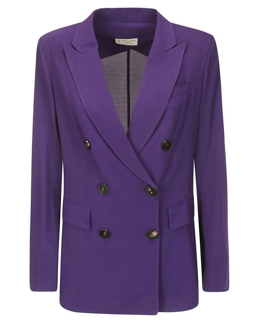Alberto Biani Purple Georgette Double-Breasted Jacket