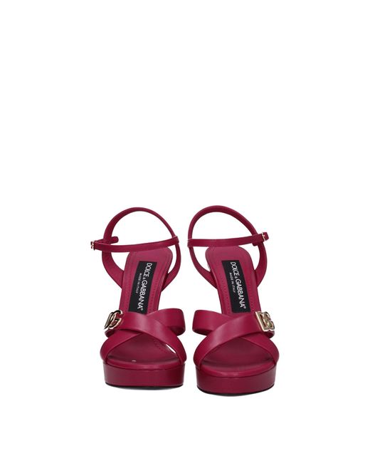 Dolce & Gabbana Purple Platform Heel Logo Sandals