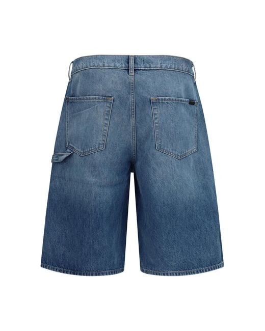 7 For All Mankind Blue Shorts Wide-Leg Cotton Bermuda for men
