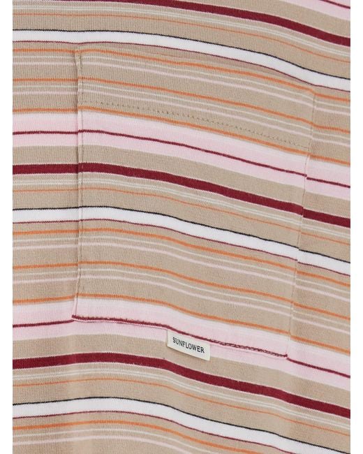 sunflower Natural T-Shirt Stripe Ls Pocket With And Long Sleeves Cotton Jersey for men