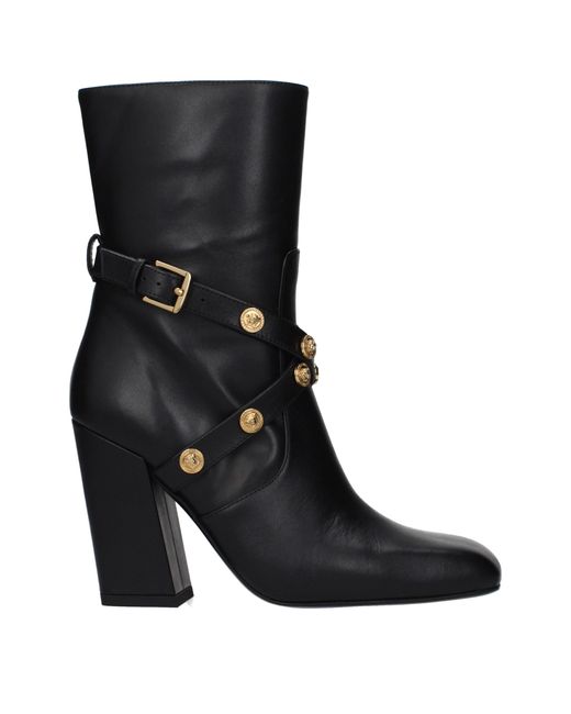 Versace Black Leather Ankle Boots