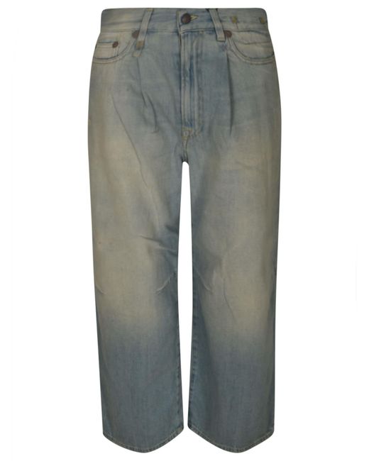 R13 Gray Crop Wide Leg Jeans