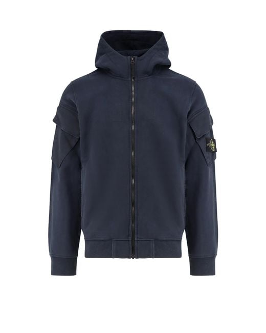 Stone Island Blue Organic Cotton Sweatshirt for men