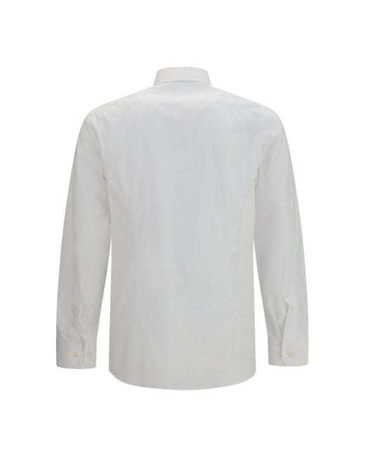 Etro White Roma Cotton Shirt With Pegaso Logo for men