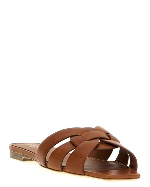 Saint Laurent Brown 'Tribute Nu Pieds' Mules