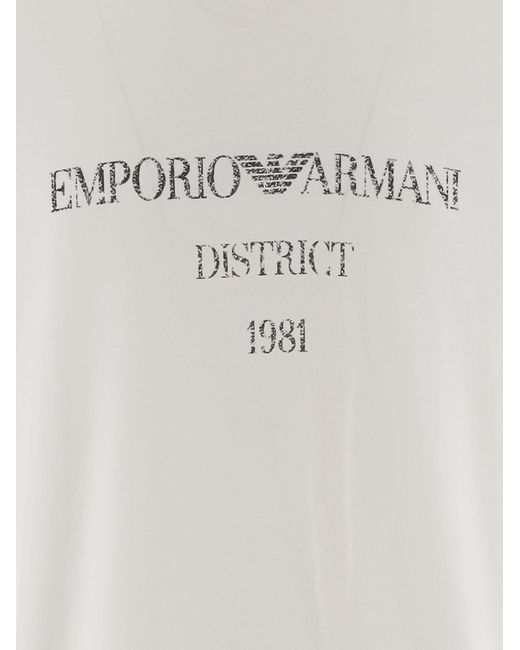 Emporio Armani White Cotton T-Shirt With Logo T-Shirts for men