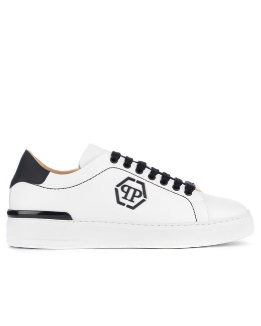 Philipp Plein Hexagon Lo-top Sneaker In Black And White Leather for Men ...