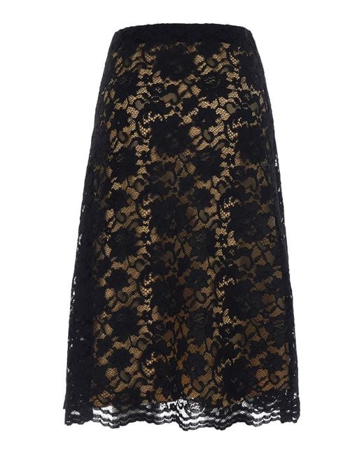 Le Plain Black Skirt A-Line Lace