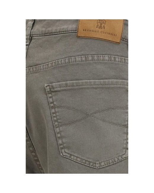 Brunello Cucinelli Gray Bicolor Cotton Jeans Denim for men