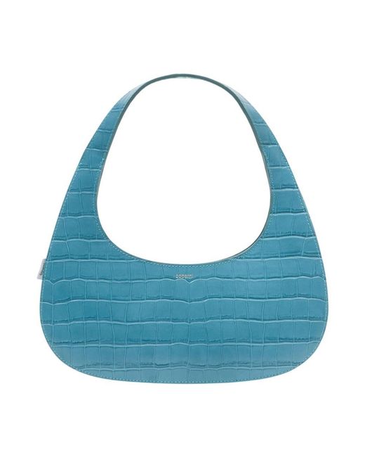 Coperni Blue Coperni Croc-Embossed Calfskin Shoulder Bag