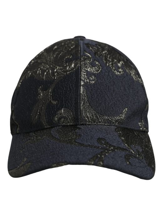 Dolce & Gabbana Black Floral Barocco Cotton Baseball Cap Hat Elastane for men
