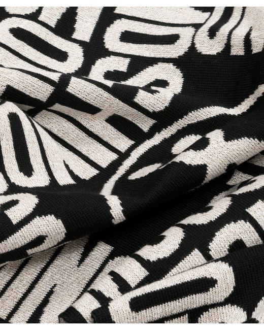 Moschino Black Double Question Mark Wool Scarf