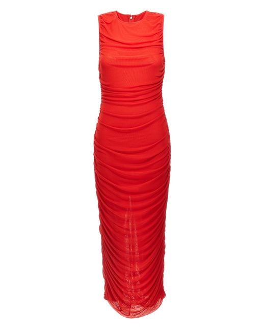 ROTATE BIRGER CHRISTENSEN Red Draped Maxi Dress