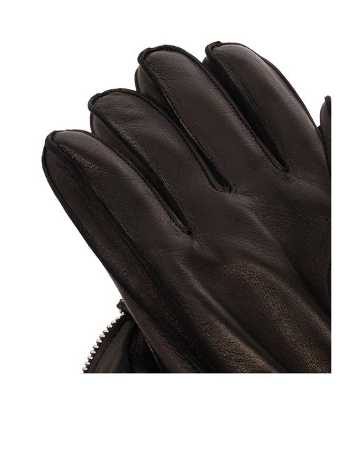 DSquared² Black Gloves From Lamb Leather for men