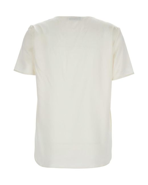 Max Mara White Dida Silk Top For Tops
