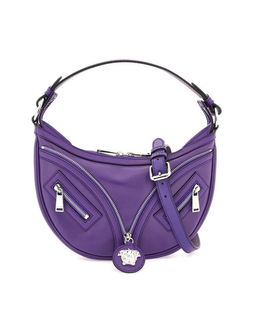 Versace Purple Repeat Leather Shoulder Bag