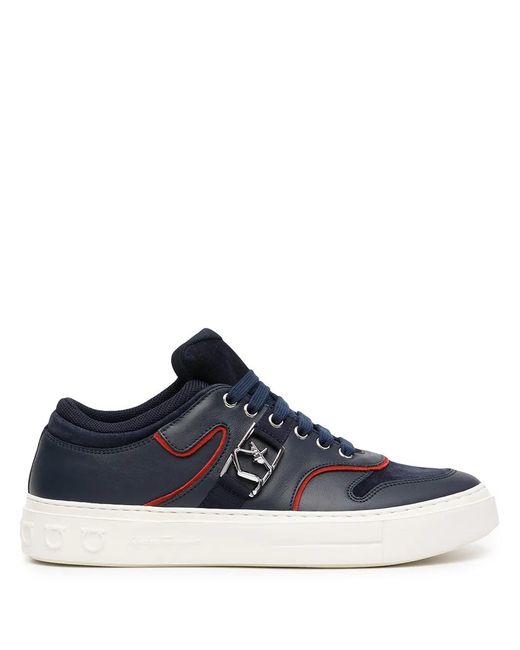 Ferragamo Blue Ferragamo Borg Logo Low-Top Sneakers for men