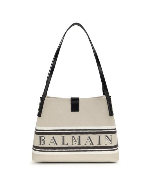 Balmain White Canvas Shoulder Bag Cotton; Polyester