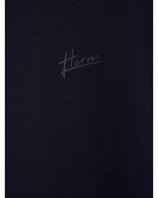 Herno Blue Logo Detailed Short Sleeved Polo Shirt for men