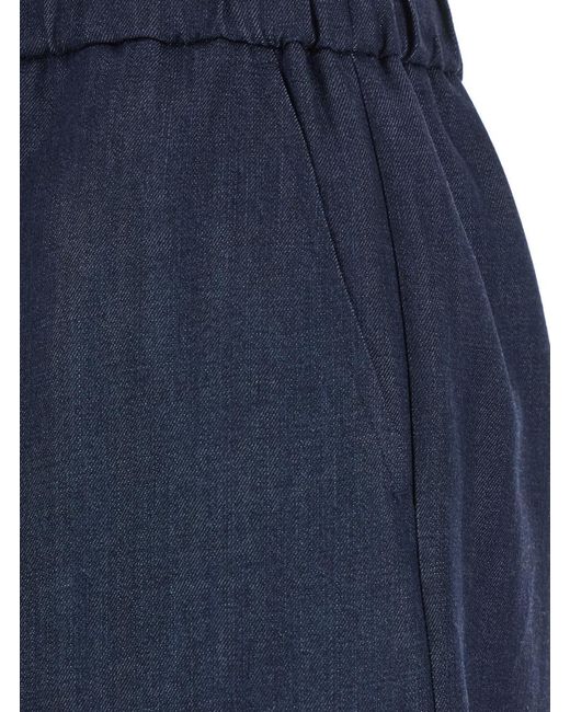 Le Plain Blue Shorts With Elastic Drawstring Waist