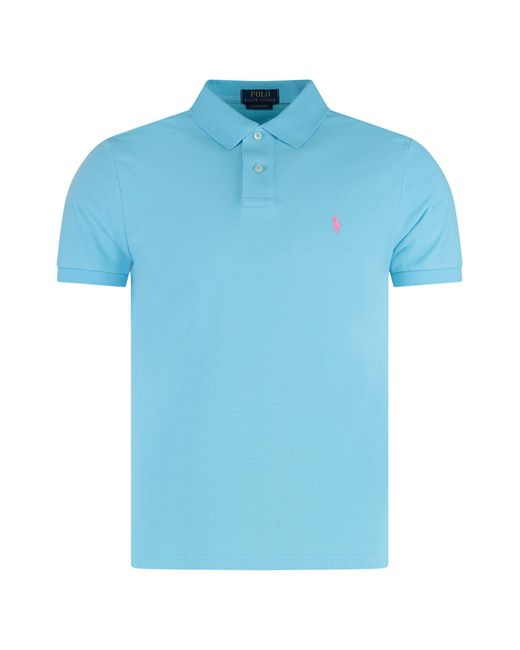 Ralph Lauren Blue Cotton-Piqué Polo Shirt for men
