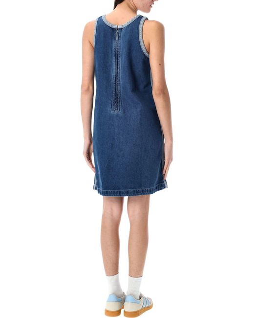 adidas Originals Adicolor Denim 3-Stripes Tank Dress in Blue