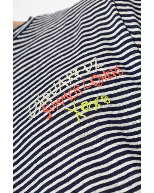 DSquared² Gray Summer Lovers Logo Embroidered T-Shirt for men