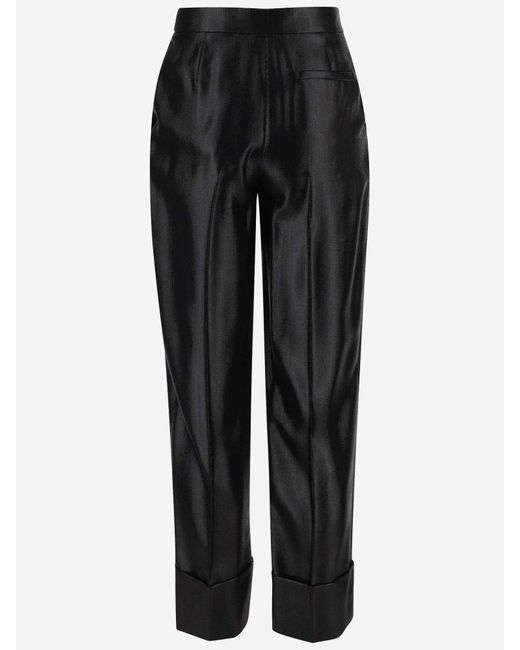 Giorgio Armani Black Viscose Satin Pants