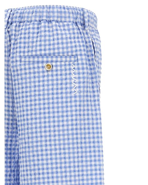 Marni Blue Vichy Print Cotton Blend Bermuda Shorts for men