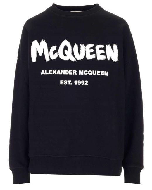 Alexander McQueen Blue Graffiti Printed Sweatshirt